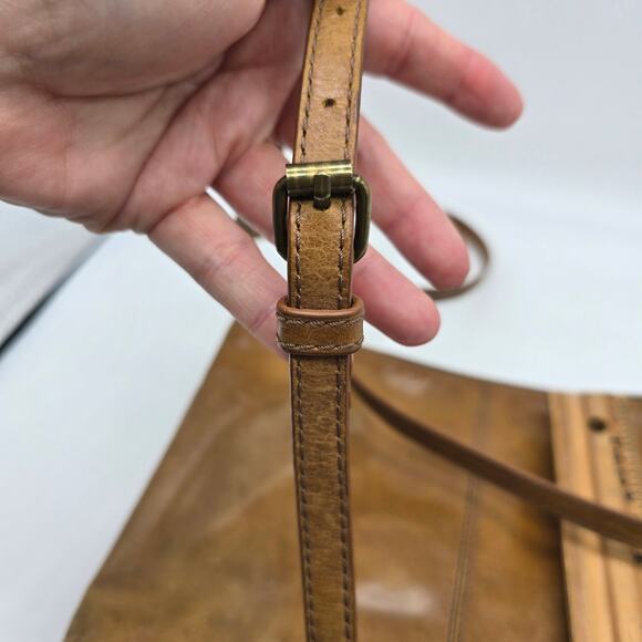 Vintage Lucky Brand Women's Leather Double Zipper Crossbody Bag Handbag Brown - Picture 14 of 15